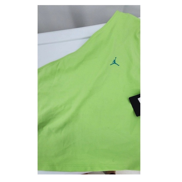 NWT Nike Jordan Asymmetric One-Shoulder Active Crop Top - Neon Green, Size L - Picture 3 of 7